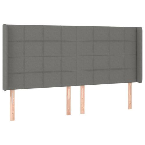 Sengegavl med kanter 163x16x118/128 cm stof mørkegrå