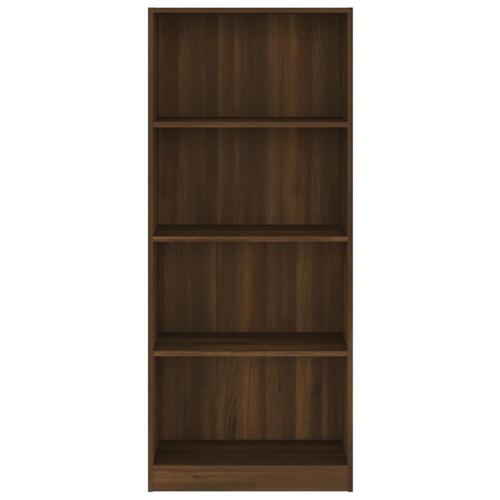 Bogreol m. 4 hylder 60x24x142 cm konstrueret træ brun egetræ