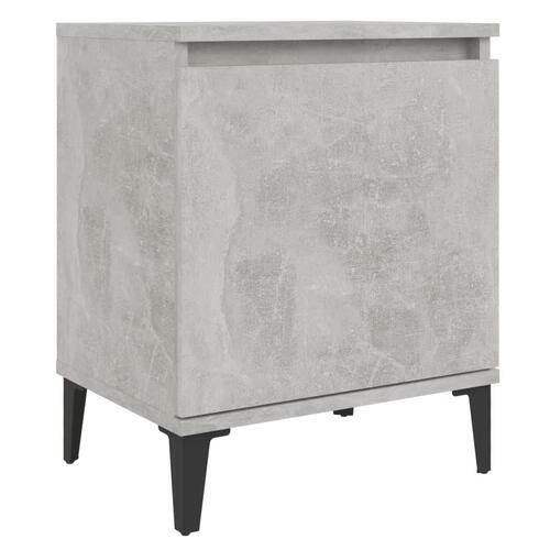 Sengebord med metalben 40x30x50 cm betongrå