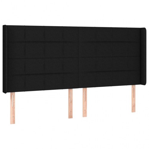 Sengegavl med kanter 163 x 16 x 118/128 cm stof - sort