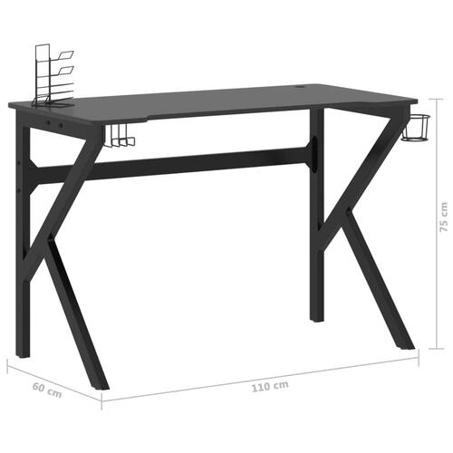 Gamerbord med K-formede ben 110x60x75 cm sort