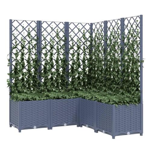 Plantekasse med espalier 120x120x136 cm PP blågrå