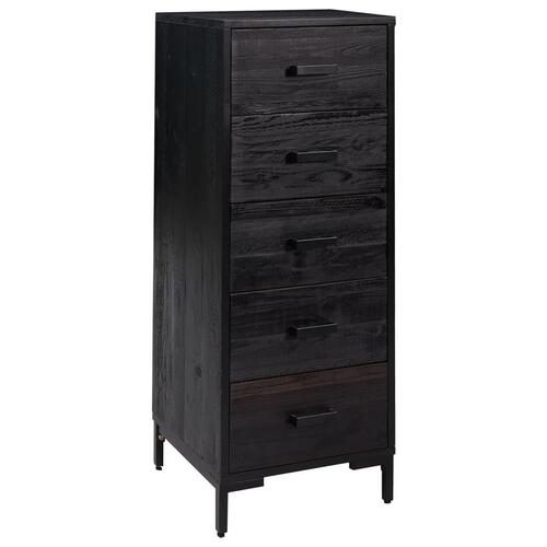 Kommode 42x35x110 cm massivt fyrretræ sort