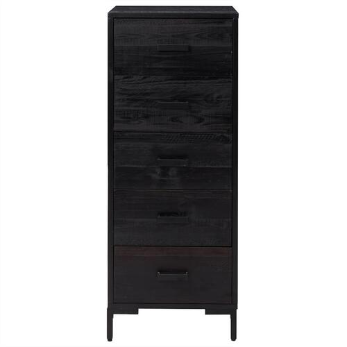 Kommode 42x35x110 cm massivt fyrretræ sort