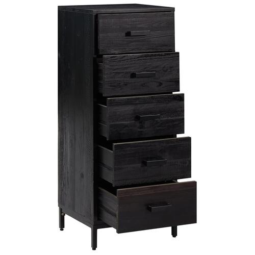 Kommode 42x35x110 cm massivt fyrretræ sort
