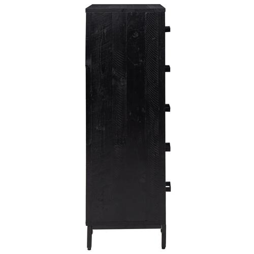Kommode 42x35x110 cm massivt fyrretræ sort