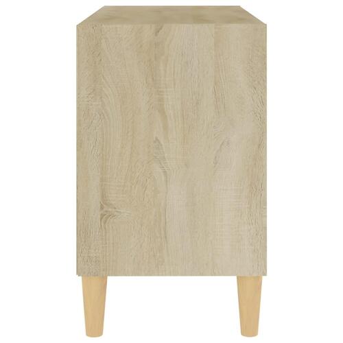 Tv-skab med massive træben 69,5x30x50 cm hvid og sonoma-eg