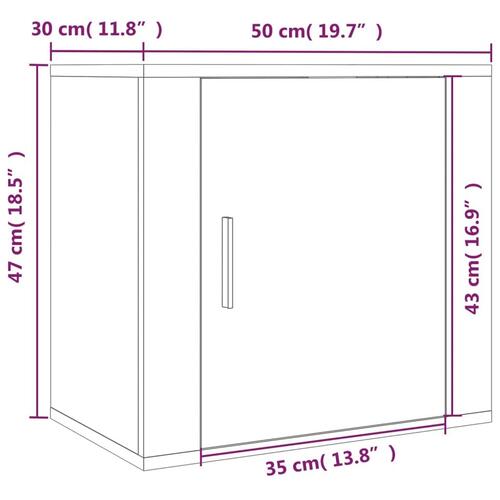 Væghængt sengebord 50x30x47 cm røget egetræsfarve