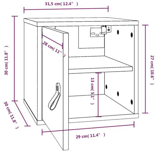 Vægskabe 2 stk. 31,5x30x30 cm massivt fyrretræ hvid
