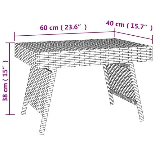 Foldbart sidebord 60x40x38 cm polyrattan brun