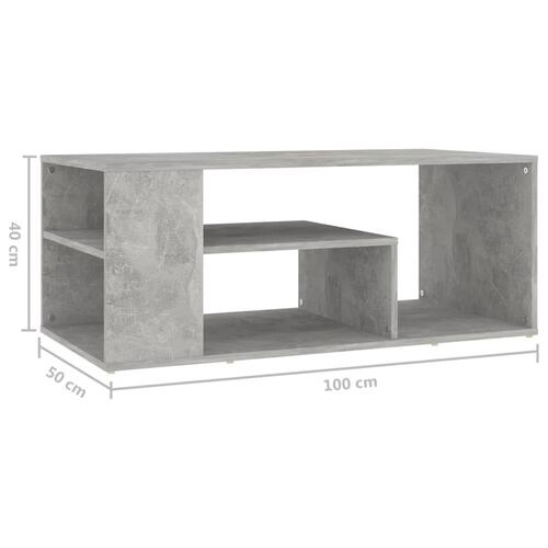 Sofabord 100x50x40 cm konstrueret træ betongrå