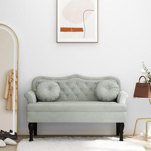 Bænk med hynder 120,5x65x75 cm velour lysegrå