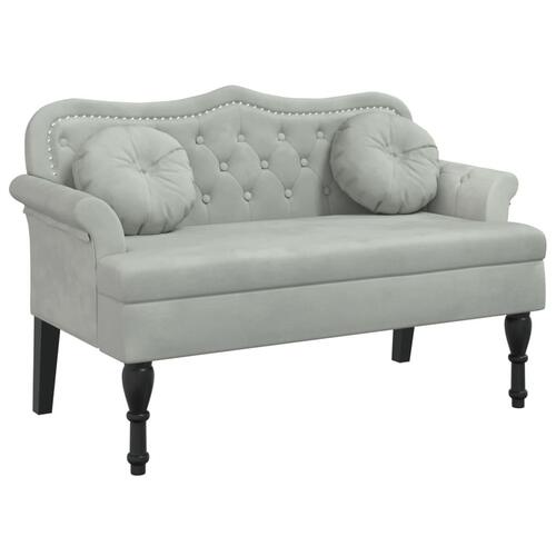Bænk med hynder 120,5x65x75 cm velour lysegrå