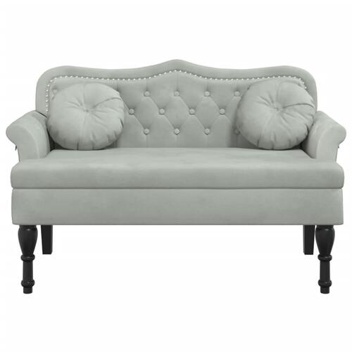 Bænk med hynder 120,5x65x75 cm velour lysegrå