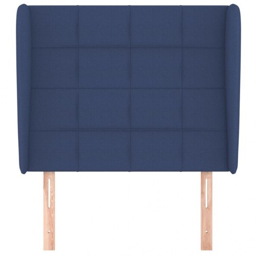 Sengegavl med kanter i stof 103 x 23 x 118/128 cm - blå