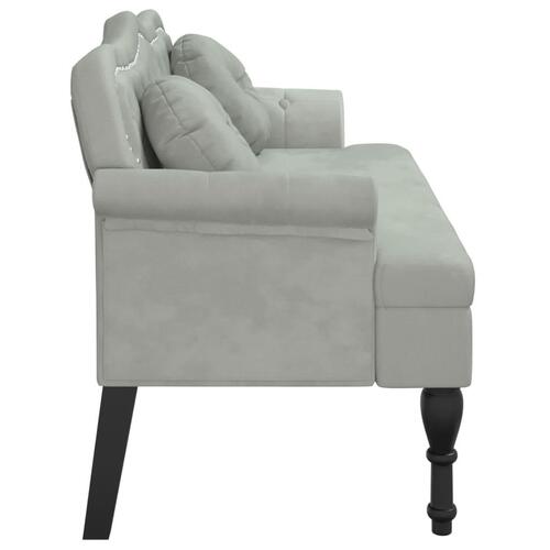 Bænk med hynder 120,5x65x75 cm velour lysegrå