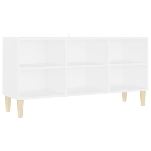 Tv-skab med massive træben 103,5x30x50 cm hvid