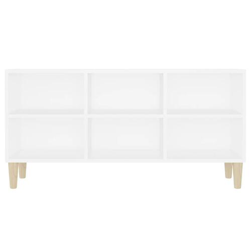 Tv-skab med massive træben 103,5x30x50 cm hvid