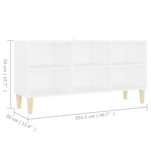 Tv-skab med massive træben 103,5x30x50 cm hvid