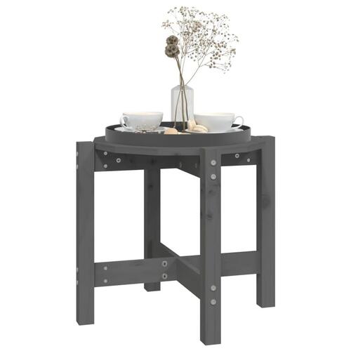 Sofabord Ø 52,5x45 cm massivt fyrretræ grå