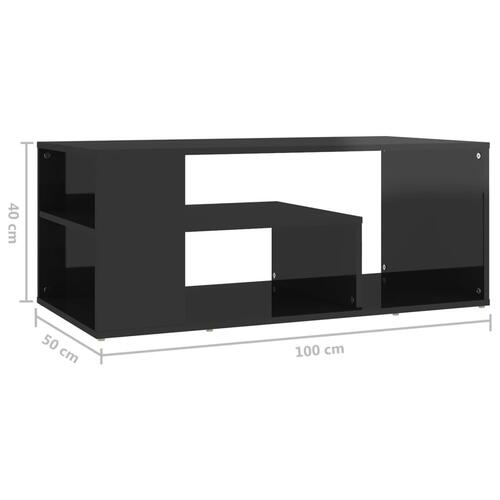 Sofabord 100x50x40 cm konstrueret træ sort højglans