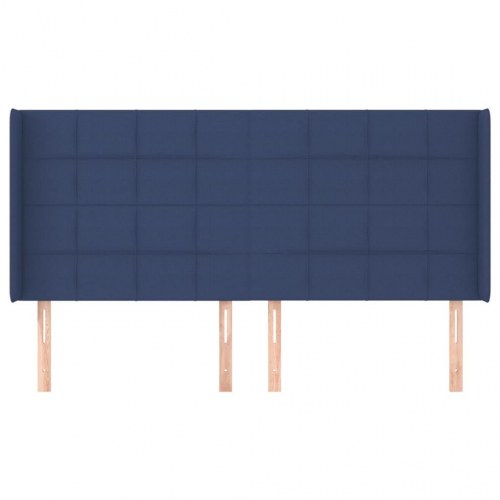 Sengegavl med kanter 163 x 16 x 118/128 cm stof - blå