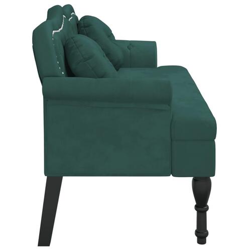 Bænk med hynder 120,5x65x75 cm velour mørkegrøn