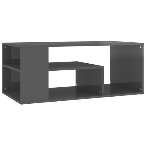Sofabord 100x50x40 cm konstrueret træ grå højglans