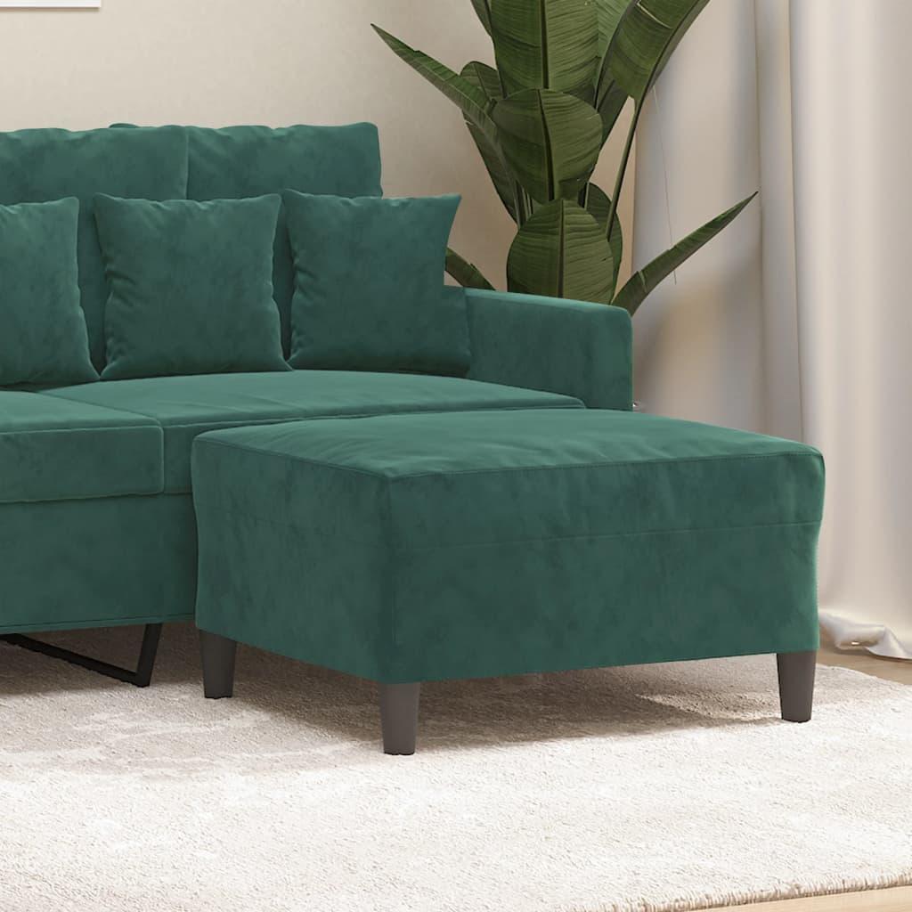 Fodskammel 70x55x41 cm velour mørkegrøn