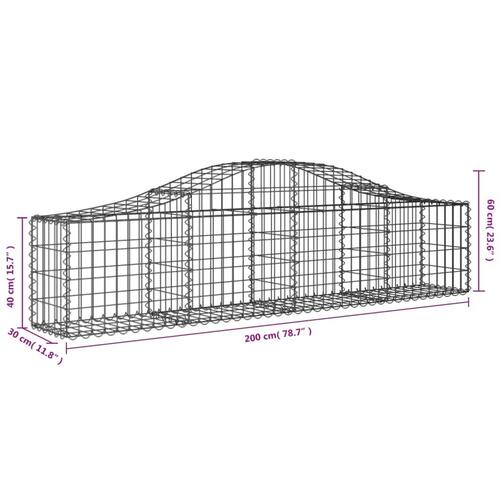 Buede gabionkurve 6 stk. 200x30x40/60 cm galvaniseret jern