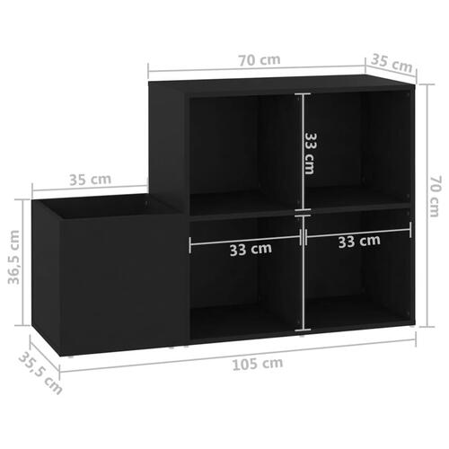 Skoskab 105x35,5x70 cm konstrueret træ sort