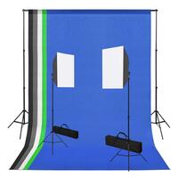 Fotostudiesæt med softboxlamper og baggrunde