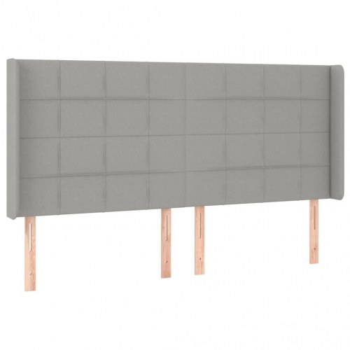 Sengegavl med kanter i stof 183 x 16 x 118/128 cm - lysegrå