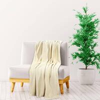 Tæppe 200x240 cm polyester cremefarvet