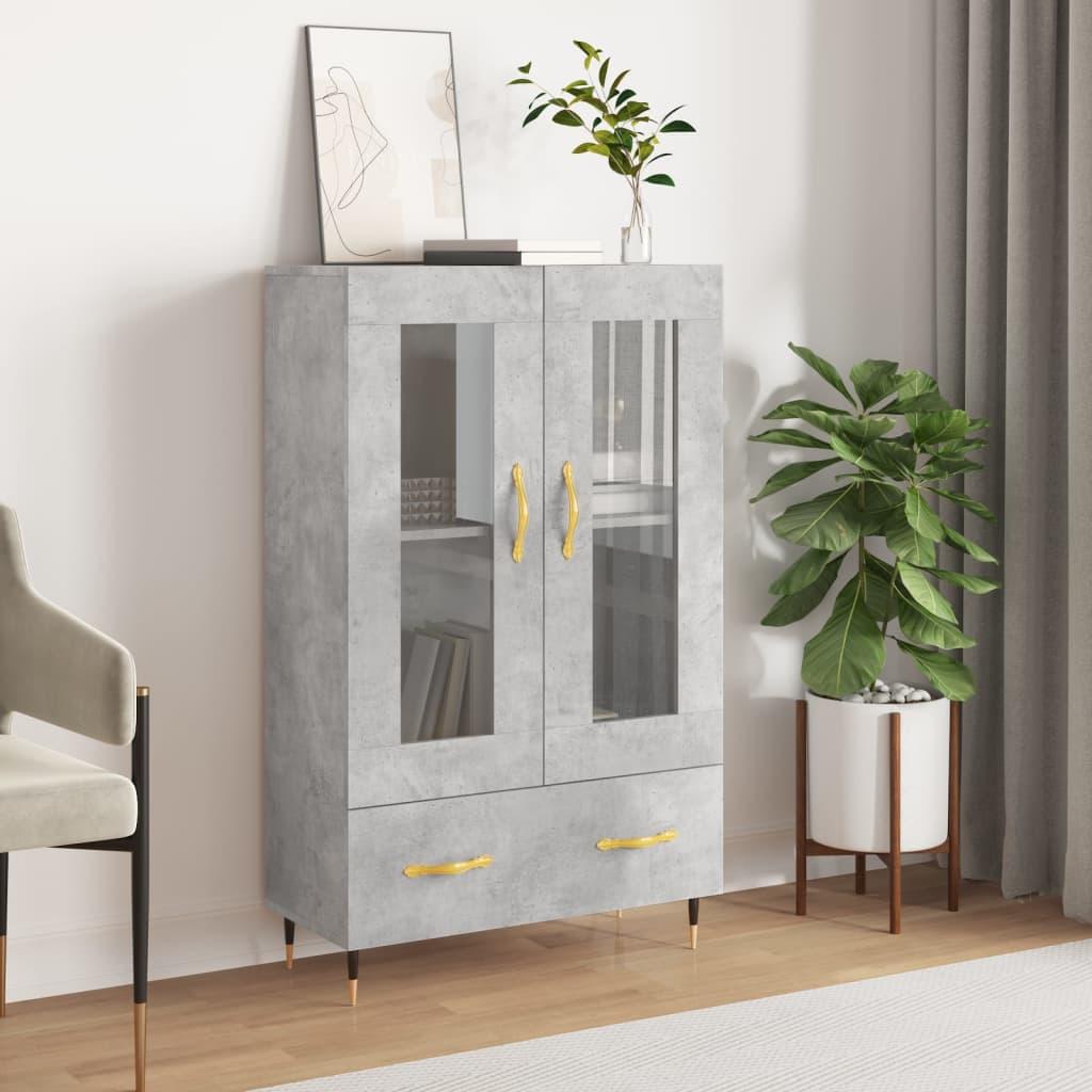 Skab 69,5x31x115 cm konstrueret træ betongrå