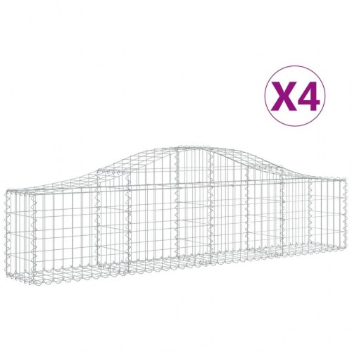 Buede gabionkurve - 4 stk. 200×30×40/60 cm i galvaniseret jern