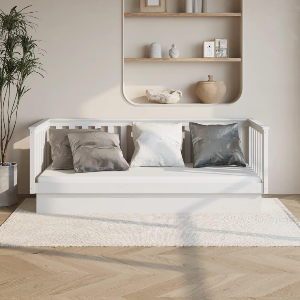 Daybed 80x200 cm massivt fyrretræ hvid