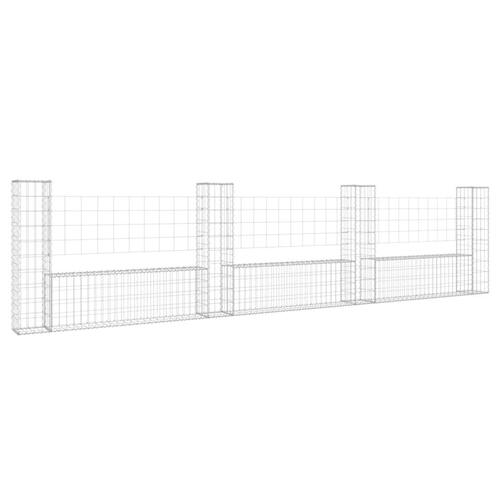 Gabionkurv med 4 stolper 380x20x100 cm U-facon jern