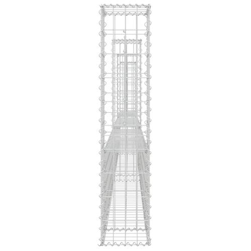 Gabionkurv med 4 stolper 380x20x100 cm U-facon jern