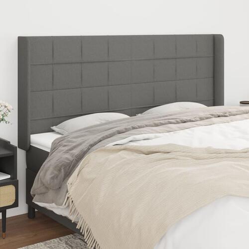 Sengegavl med kanter 183x16x118/128 cm stof mørkegrå