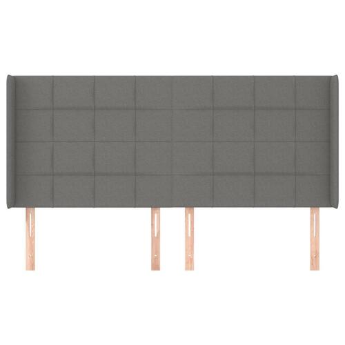 Sengegavl med kanter 183x16x118/128 cm stof mørkegrå