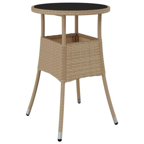 Spisebordssæt til haven 3 dele med hynder polyrattan og glas