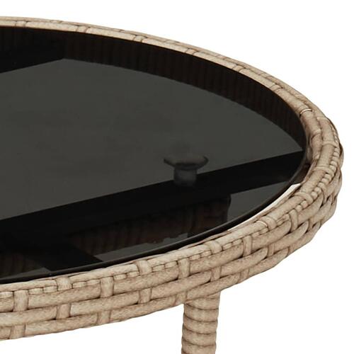 Spisebordssæt til haven 3 dele med hynder polyrattan og glas