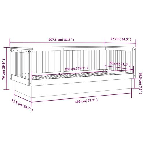 Daybed 80x200 cm massivt fyrretræ grå