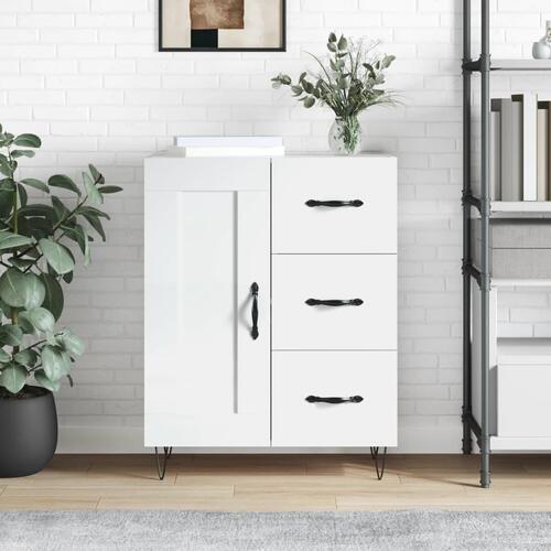 Skænk 69,5x34x90 cm konstrueret træ hvid højglans