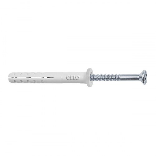 CELO rawlplugs og skruer NP 6 × 60 mm, stål, fladt hoved, galvaniseret - 50 stk.