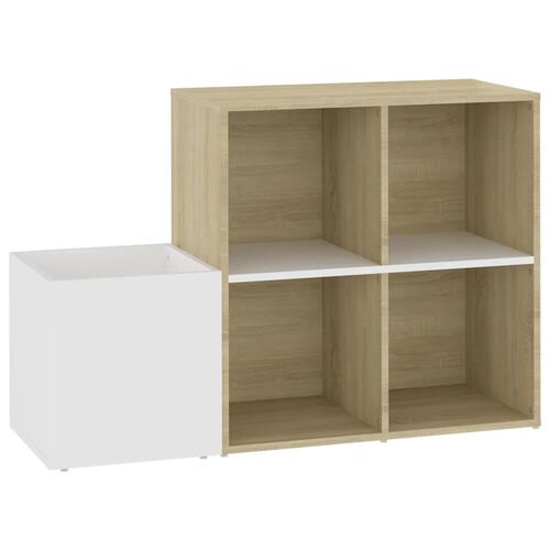 Skoskab 105x35,5x70 cm konstrueret træ hvid og sonoma-eg