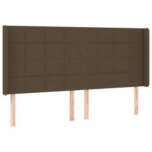 Sengegavl med kanter 183x16x118/128 cm stof mørkebrun