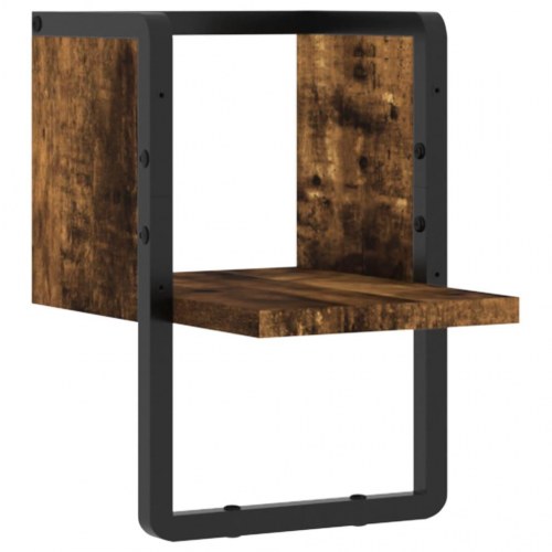 Væghylde med stang 20x25x30 cm røget egetræsfarve