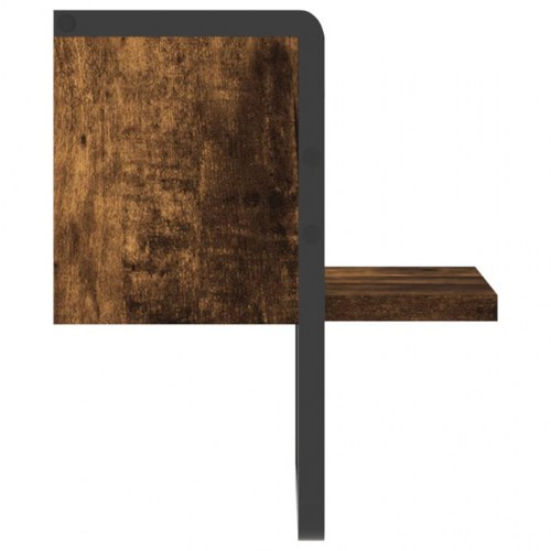 Væghylde med stang 20x25x30 cm røget egetræsfarve
